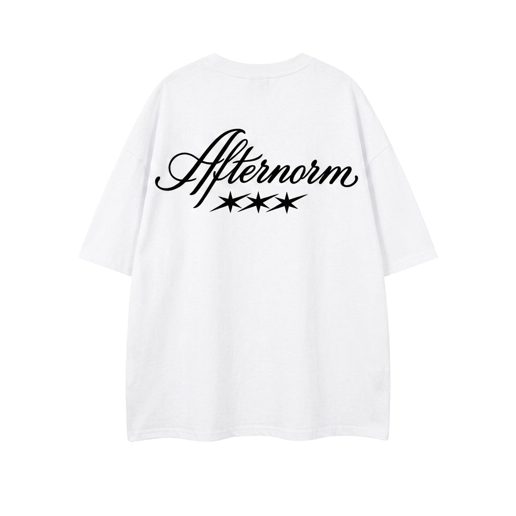 Afternorm 後背花體字短寬上衣