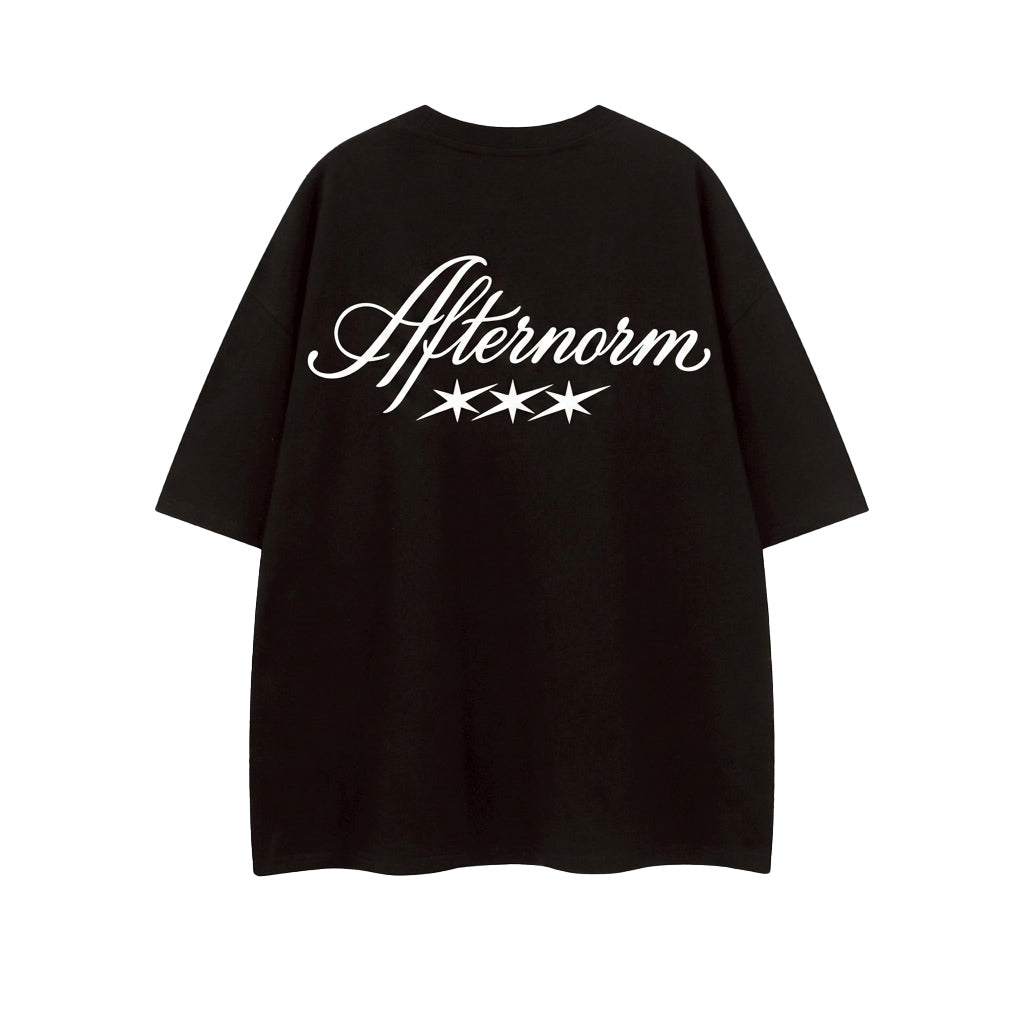 Afternorm 後背花體字短寬上衣