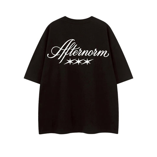 Afternorm 後背花體字短寬上衣