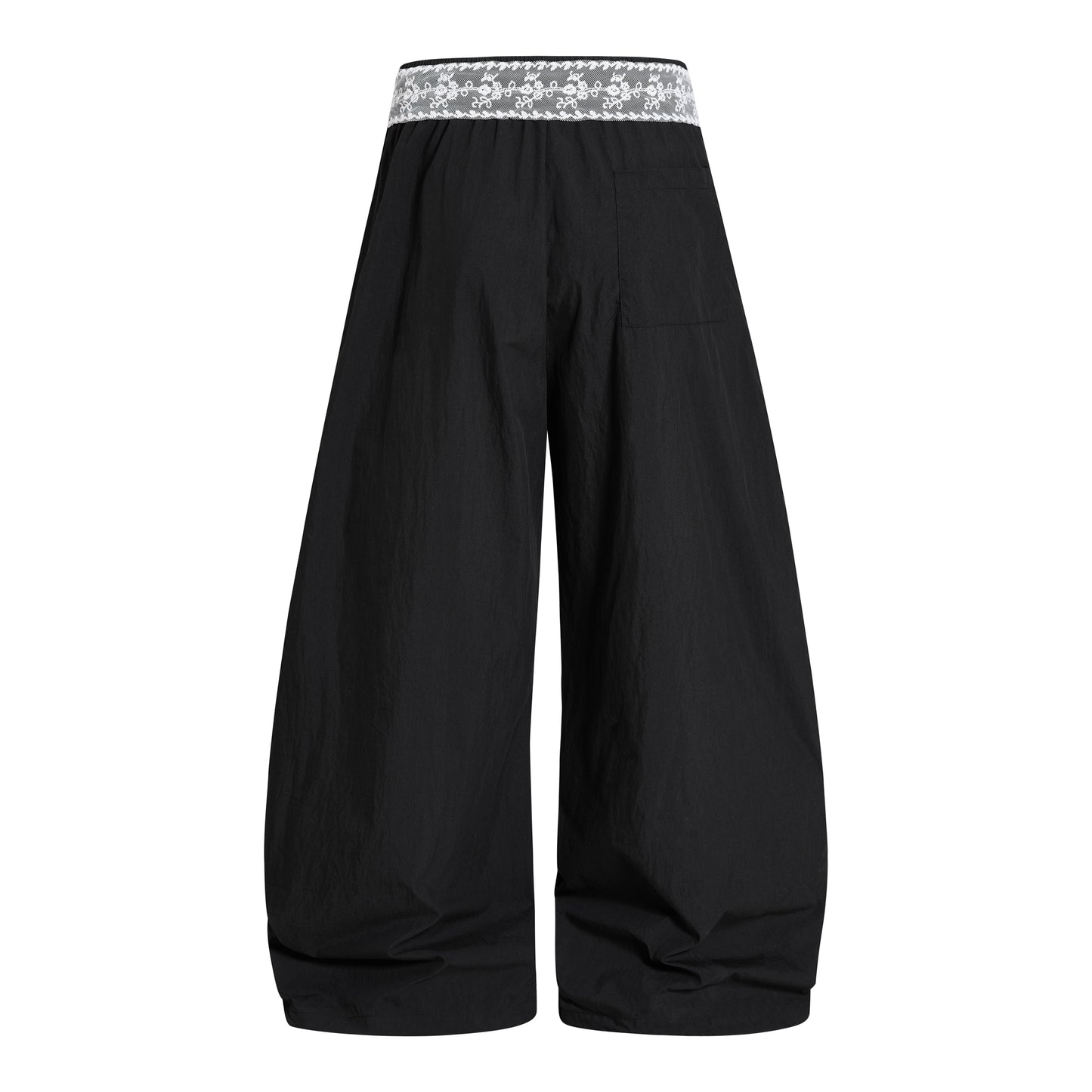 蕾絲腰帶點綴雙線彎刀風褲