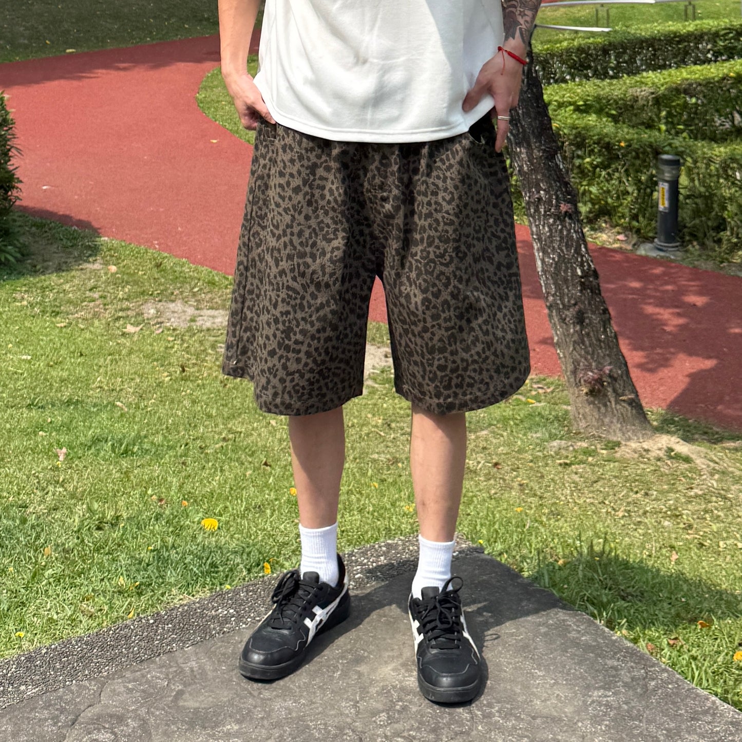 現貨 韓國復古豹紋七分褲