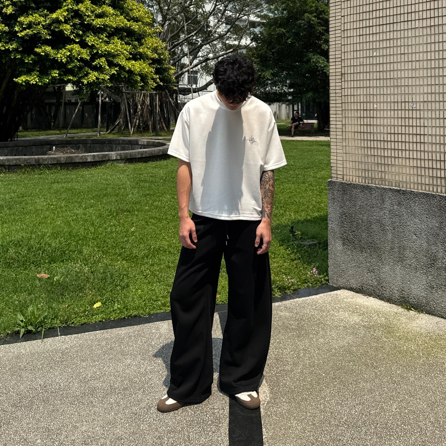 現貨 素面微彎刀棉褲 (褲腳可調節)