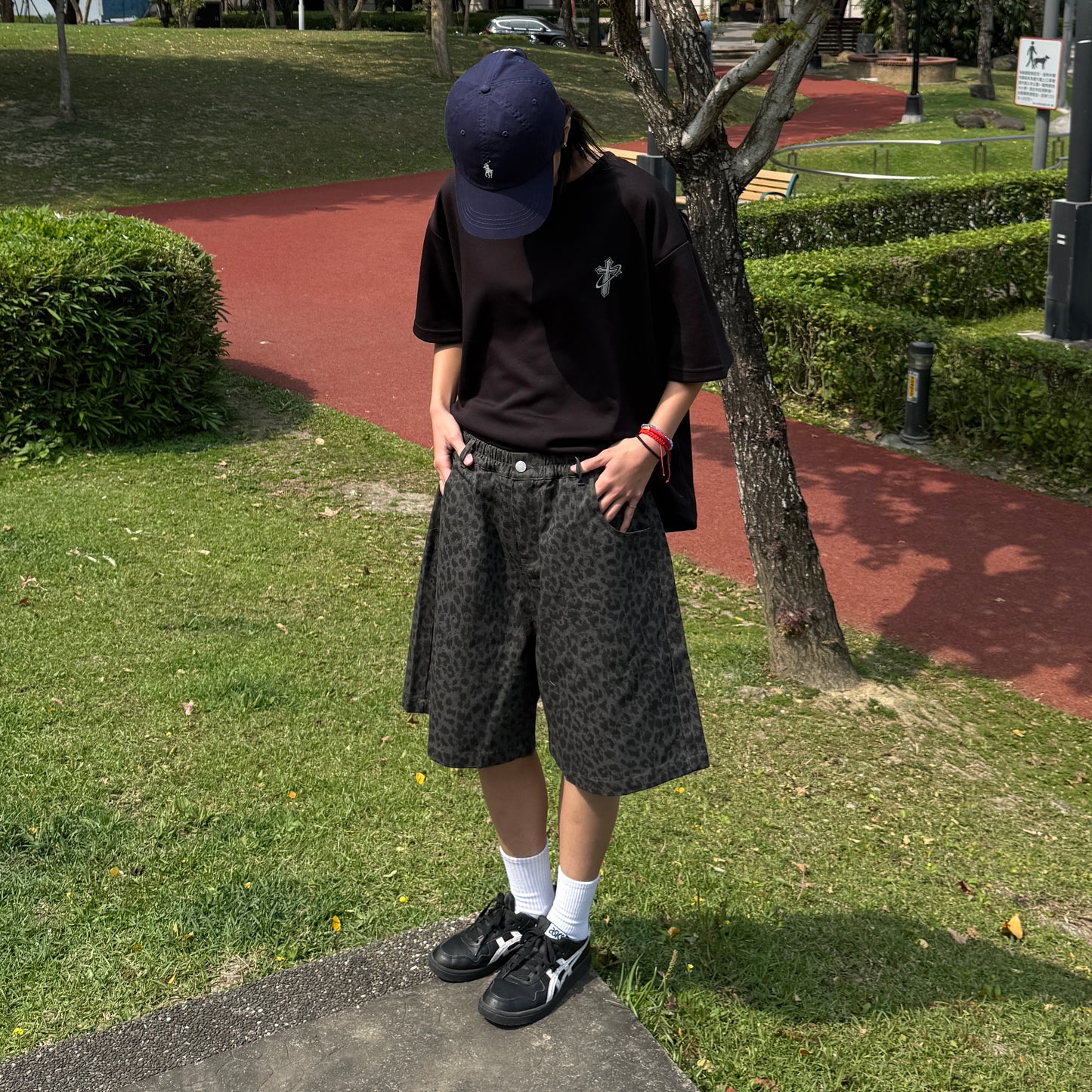 現貨 韓國復古豹紋七分褲