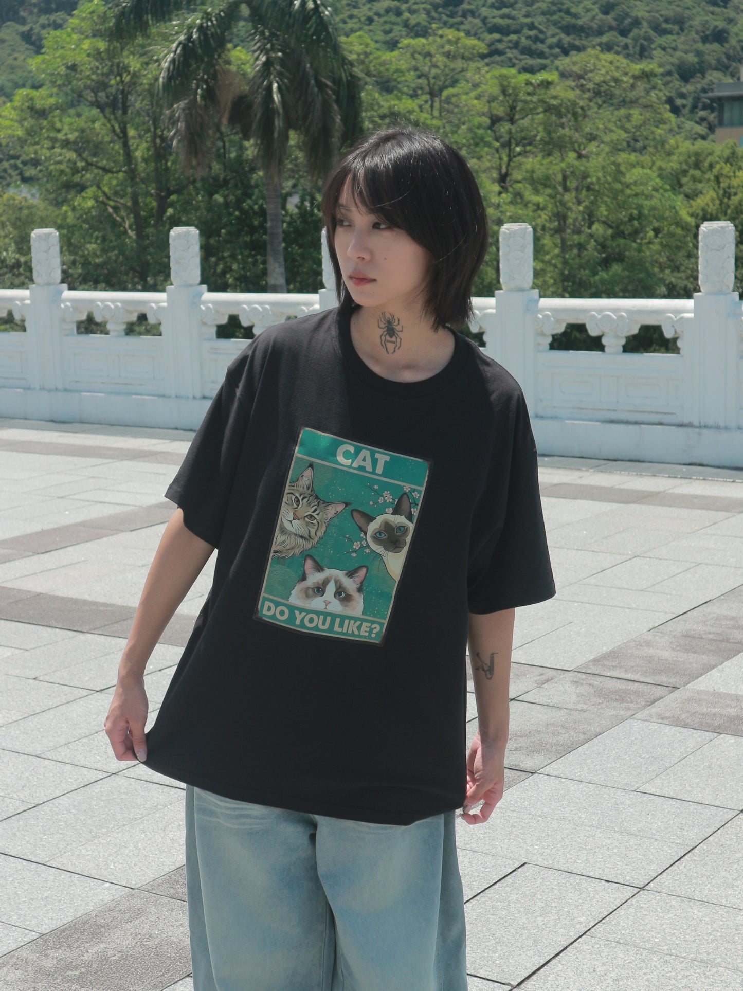 DO YOU LIKE 復古鐵皮海報貓咪短袖