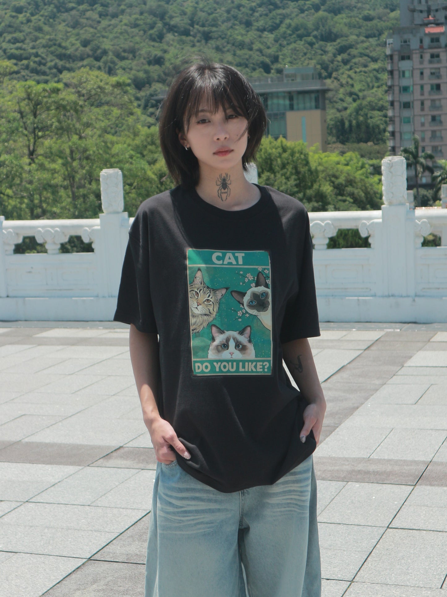 DO YOU LIKE 復古鐵皮海報貓咪短袖