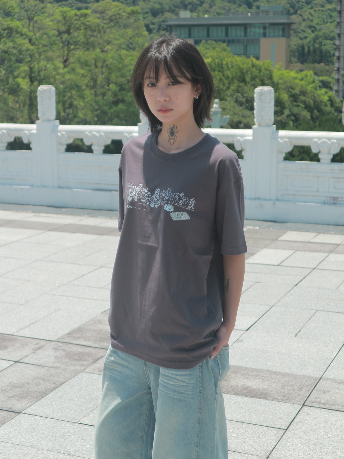 最後的晚餐 貓咪翻玩線條短袖
