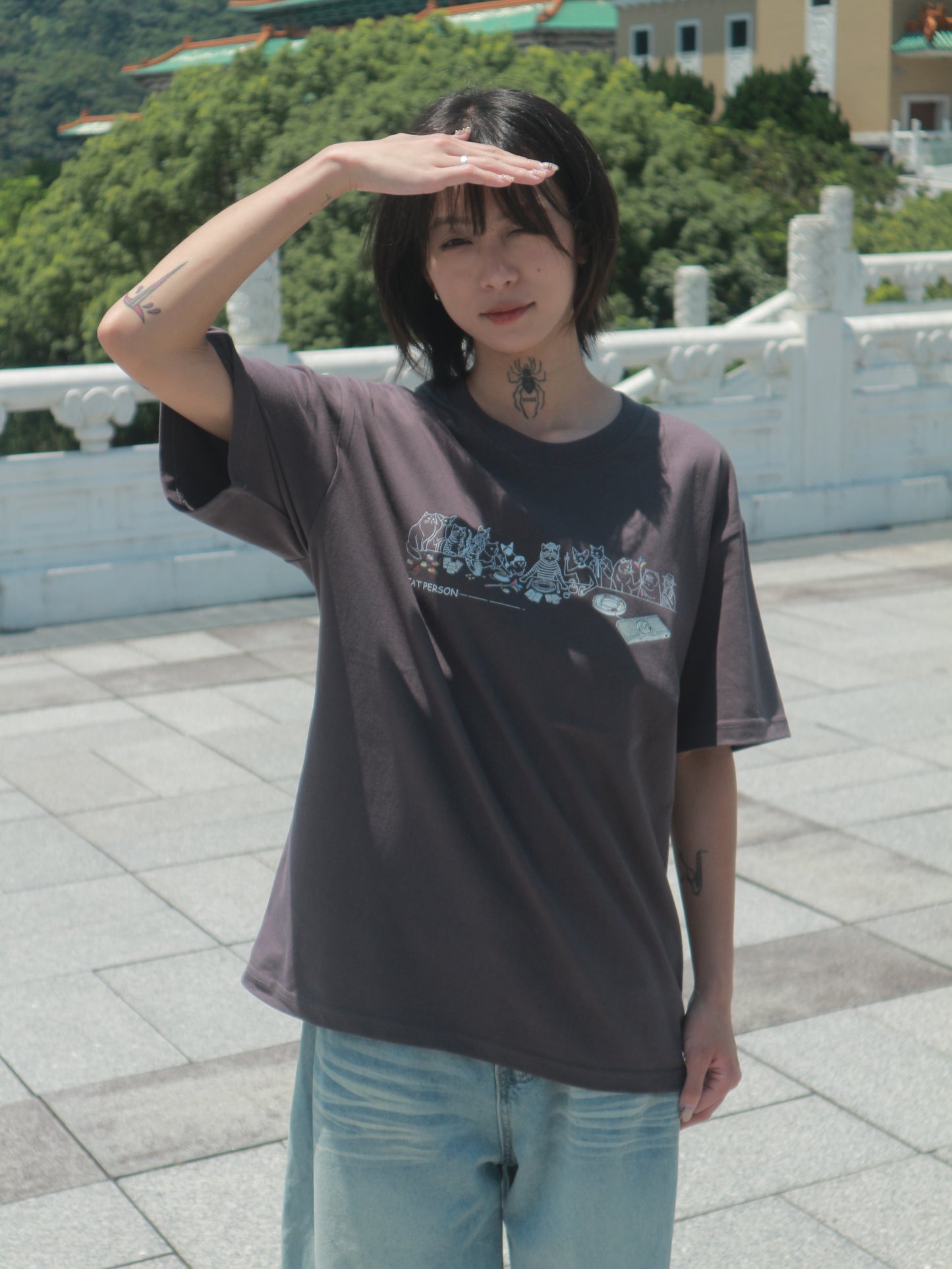 最後的晚餐 貓咪翻玩線條短袖