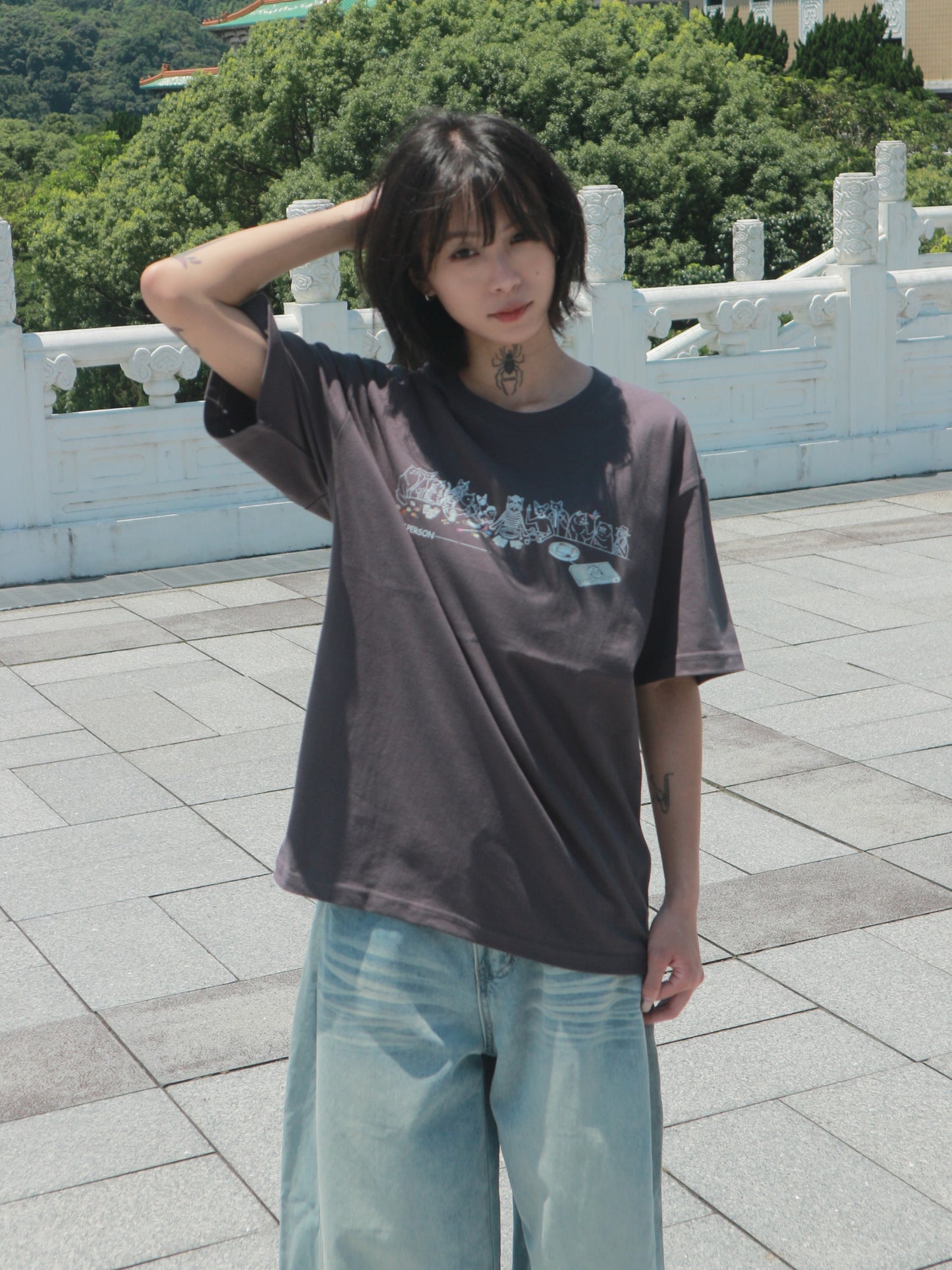 最後的晚餐 貓咪翻玩線條短袖