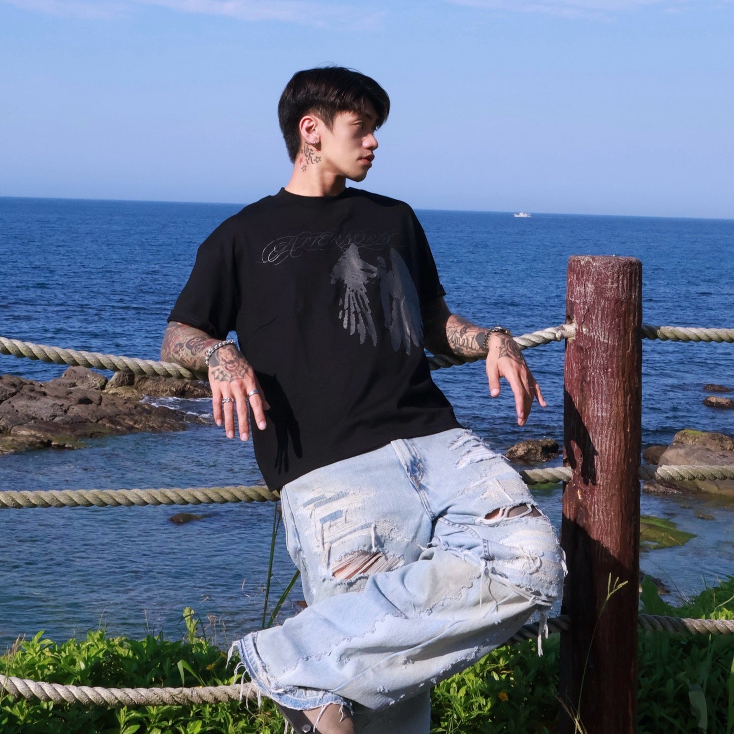 AFTERNORM 暗黑系天使短寬上衣