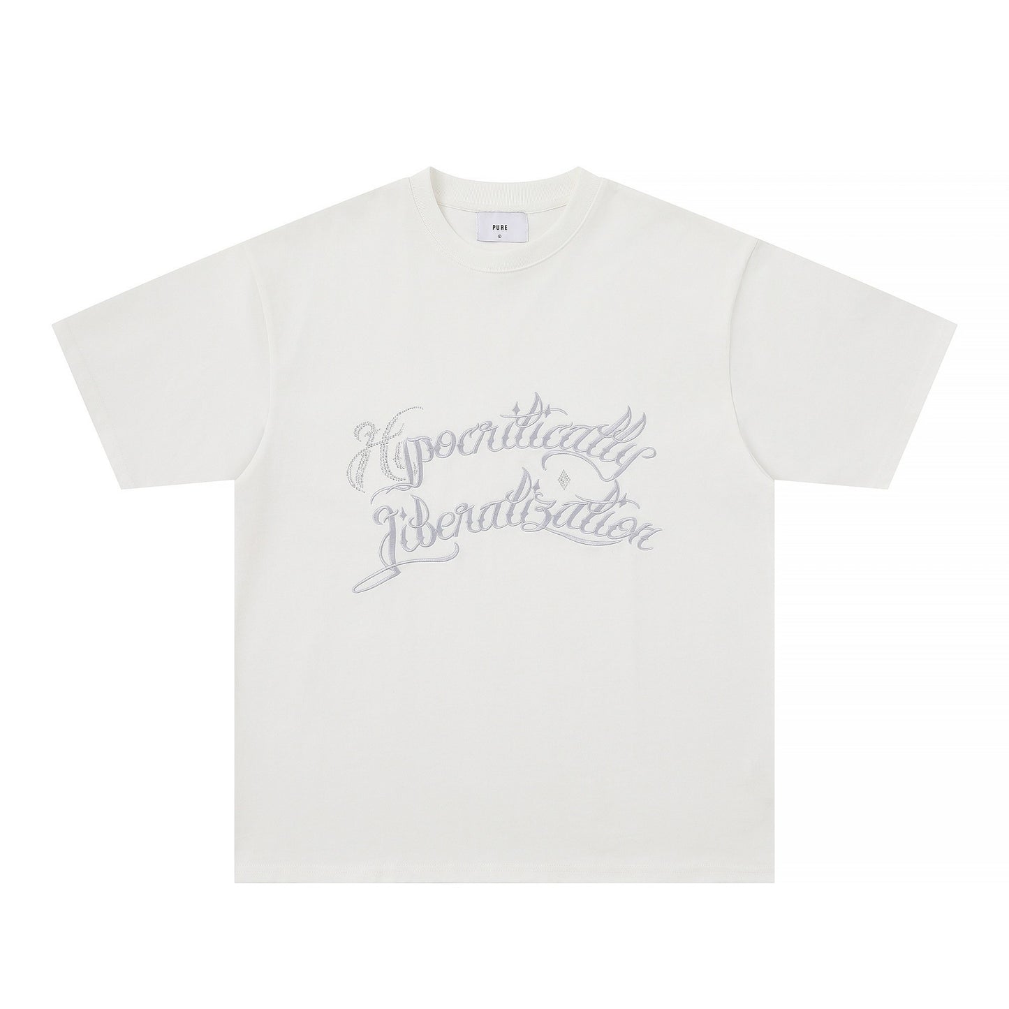 425g 厚磅水鑽H刺青字短寬上衣