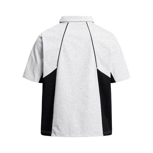重磅拼接撞色POLO衫寬鬆短袖上衣